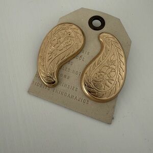 Anthropologie Southwest Gold Paisley Earrings